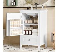 51x46x85cm Mueble de baño de pie con lavabo, lavabo, completamente lacado, estante para puerta, cajón silencioso de gran capacidad, estante ajustable, lavabo de cerámica (blanco)