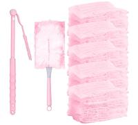 52 Piezas Recambios Plumero Atrapapolvo, Compatible con Swiffer & Otros Dusters, Piezas de Microfibra Desechable, 50 Paños, 2 Asas, para Limpiar Polvo, Pelo de Animales y Suciedad (Rosa)