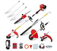 52cc Herramienta de jardín Multifuncional de Gasolina de Largo Alcance Que Incluye: Hedge Trimmer, Pruner Chainsaw, Cortador de Pincel con línea de Recorte Grueso de 2.4mm y Poste de extensión
