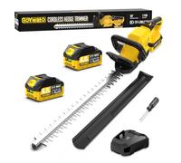 53CM Cortasetos Bateria Inalámbrico con 2x4Ah Bateria, Mango Giratorio 180° | 21V Corta Setos Jardin Electrico, 2200SPM, Espesor de Corte 16mm, Cuchilla 65MN Doble Acción, para Setos, Arbustos y Poda