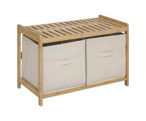 5five - Banco de almacenaje Tidy Box con 2 cestas de bambú marrón 66,8x35cm