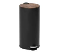 5five - cubo de basura color moderno con pedal 30l negro y acacia 29,2x37,7x59,5 cm