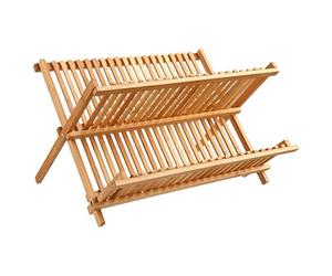 5five - escurridor de bambú plegable de 2 pisos