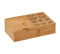 Five - Organizador de baño de almacenamiento de maquillaje con 10 compartimentos de bambú y tapa de espejo