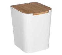 Homemaison Papelera 5five Naturéo con tapa de bambú 5 l blanca