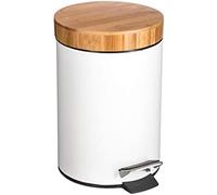 5five - papelera naturéo de bambú con tapa 3l blanca
