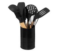 5five - tarro metálico negro para utensilios con 7 accesorios