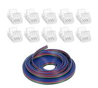 5m Cable Extensión Tira LED Cable de Conexión DC 12V Cinta LED 4 Pin Cable Conector Banda LED Separable Extensio,10pcs 4 Pin 10mm Conector de Tira LED,Compatible con SMD 5050 y 5630