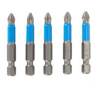 5pcs Brocas PH2 50mm Hexágono para Atornillador | para vástago hexagonal 1/4", punta PH2 para cruz, 50mm longitud, para acero endurecido, antideslizante
