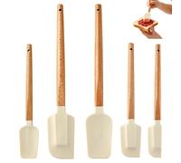 5pcs Espátulas de Silicona para Cocina y Repostería con Mango de Madera