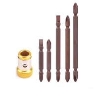 5pcs PH2 puntas de destornillador magnético 65mm 100mm 150mm aleación acero doble cabeza para destornillador de impacto conjunto con retención para anillo para gabinete de reparación de coche en casa