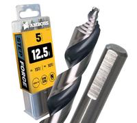 5x Broca en espiral Step Force Ø12,5 mm - HSS-G DIN 338 para acero, acero de construcción, aluminio, aleaciones de latón AMBOSS WERKZEUGE® Brocas para chapas, perfiles - Hexagonal para taladradora