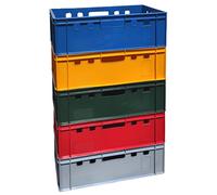 5x Caja de Almacenamiento E2 Pilar 60x40 Auténtico Apilable Carne Colorido