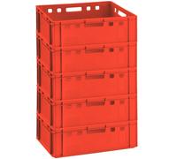 5x Fleischerkiste E2 Caja de Carnicero Rojo Carne Pilar Almacenamiento Hdpe