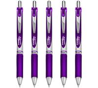 5X Pentel BL77 Energel Retráctil Bola de Rodillo Bolígrafos. Violeta Tinta 0.7mm Metal Punta Caucho Agarre BL77-V X 5