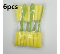 6/10 piezas, Cepillo para vasos de esponja de plástico PP de material + mango extendido, mango verde, esponja amarilla, para cepillo de limpieza de botellas y herramientas de limpieza de