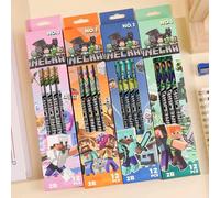 *6/12 lápices sin caja, de alta calidad, estilo Minecraft, lápiz 2B, bolígrafo de madera especial, artículos de papelería, regalo de cumpleaños para niños y niñas random12pcs no box