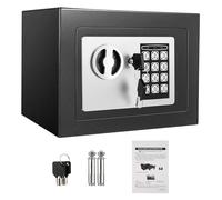 6,5L Caja Fuerte Compacta Ignífuga e Impermeable - Caja de Seguridad Electrónica con Doble Cerrojo de Acero, Revestimiento de Terciopelo y Llaves de Emergencia, 23 x 17 x 17 cm