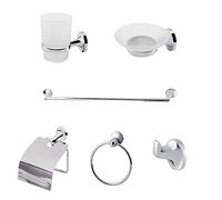 6 Accesorios de Baño de Pared, Juego de Accesorios Modernos para Baño Juego de Accesorios de Pared para Cuarto de Baño con Toallero Anillo de Toalla Soporte de Papel Higiénico de Jabón Gancho