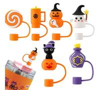 6 Accesorios para Pajita Stanley Cup, 9-10mm Pajitas Cubiertas Accesorios de Halloween, Silicona a Prueba de Polvo, Tapas de Pajitas, Cubierta de Pajita para Stanley Cup 40/30 Oz