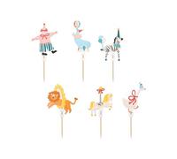 PartyDeco Adornos para tartas temática de circo – 6 palillos para cupcakes y decoraciones de fiesta
