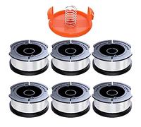 6 Bobina Hilo Line de Recambio Compatible con Black and Decker Desbrozadora, Ø1,65 mm & Longitudes 10 m, Contiene 6 Bobinas, 1 Cubierta y 1 Muelle