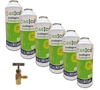 6 Botellas Gas Gasica D2 226g + Valvula Alternativo R12, R134A Freeze Organico