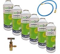 6 Botellas Gas Gasica D2 226g + Valvula + Manguera Alternativo R12, R134A Freeze Organico