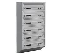 6 buzones de Correo para condominios GDS 20cm Profundidad RAL 7035 Gris | modular, para uso interior, adecuada para formato A4, acero galvanizado, montaje mural, con 2 llaves.