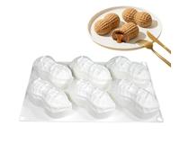 6-Cavity Fondant Mold, 3D Groundnut Shape Baking Flexible Cake Moulds | Peanut-shaped Silicone Fondant Molds Cake Decorating For Dessert Cupcake Family Kitchen Musse DIY Crafts Cookie