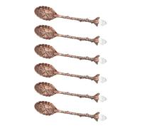 6 elegantes cucharas de metal con patrón de aguja inciso, ergonómicas, utensilios de café, de azúcar, cucharas de mezcla de metal viejas y incisas