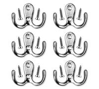6 ganchos de doble puerta vintage antiguos para abrigos de doble punta, montados en la pared, ganchos decorativos para ropa, sombreros, ganchos dobles para bata, baño, colgar con tornillos