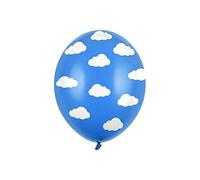 6 globos de látex azules con nubes blancas, 30 cm, de látex natural