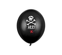6 globos de látex para fiesta pirata negros de 30 cm, talla única, color negro