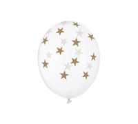 6 Globos látex transparentes estrellas doradas