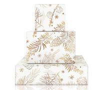6 hojas de papel de regalo de piña y ramas de pino, 50 x 70 cm, patrón holográfico láser brillante sobre base blanca, papel de regalo de lujo para Navidad y cumpleaños de invierno