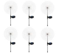 6 luces solares para césped, cadena de luces de alambre de cobre de diente de león para decoración al aire libre, luces solares impermeables con 90 LED y 6 modos, poste de acero inoxidable, 4 colores