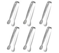 6 mini pinzas de acero inoxidable de 4.48 pulgadas, pequeñas pinzas de hielo para alimentos, postres y fiestas de té