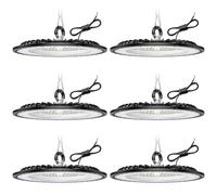 6 Pack 100W UFO LED Lámpara de Alta Bahía, 15000LM Focos Led Interior Techo, 6000K Blanco Frío Iluminación de Almacén, IP65 Impermeable Lampara Industrial Para Patio, Garaje, Fábrica, Taller