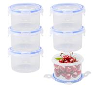 6 paquetes de 300 ml recipientes herméticos con tapa herméticos a prueba de fugas pequeñas latas latas de plástico para congelar cajas de almacenamiento de cocina contenedores congeladores cajas de