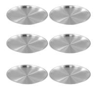 6 Pcs Bandejas Acero Inoxidable 26cm, Platos Camping BPA Free, Espesado, Irrompible, Platos Llanos Vajilla Grandes, Plato Redondo Metalico 304, Bol para Picnic Cocina Fiesta Barbacoa Ensalada Servir