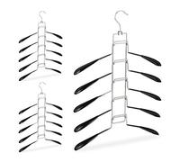6 Perchas Múltiples, 5 por Gancho, para Camisas, Ahorra Espacio, Antideslizantes, Hierro-PVC, Negro