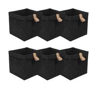 6 Piezas Caja de Almacenamiento de Fieltro Plegable con Asas, Cubo | Non Woven y Fieltro, Estructura Plegable y Forma Cúbica, para Armarios, Lavadero y Estantes