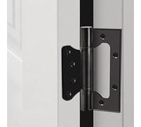 6 piezas con tornillos de montaje, bisagras de acero inoxidable de 4 x 3 pulgadas, bisagras de puerta de embutida, bisagras de gabinete de muebles vintage, negro (negro)