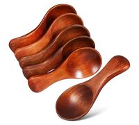 6 Piezas Cucharas Pequeñas de Madera Marrón para Cocina y Servir