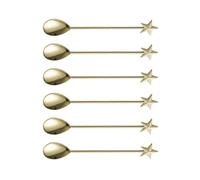 6 piezas de aleación de zinc cuchara de postre de café vajilla cuchara agitadora recta casas herramienta de cocina estrella cucharadita café postre cucharadita cucharilla