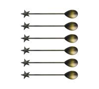 6 piezas de aleación de zinc cuchara de postre de café vajilla cuchara agitadora recta casas herramienta de cocina estrella cucharadita café postre cucharadita cucharilla