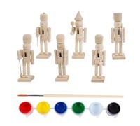 6 piezas de cascanueces de madera sin pintar con pincel, figuras de cascanueces, soldados de Navidad, decoraciones de marionetas sin terminar