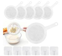 6 piezas de tamiz fino, cocina de tamiz fino de nylon ultrafino con agarre, malla 80/100/120/200/300/400, cocina de colador fino con 6 ganchos para jugo, leche, leche de soja, vino, café