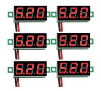 6 piezas mini voltímetro digital, 0,28 pulgadas, rango de medición CC 2,4 V-30 V, probador de voltaje de doble hilo, protección contra polaridad inversa y medición precisa de presión, rojo (6)